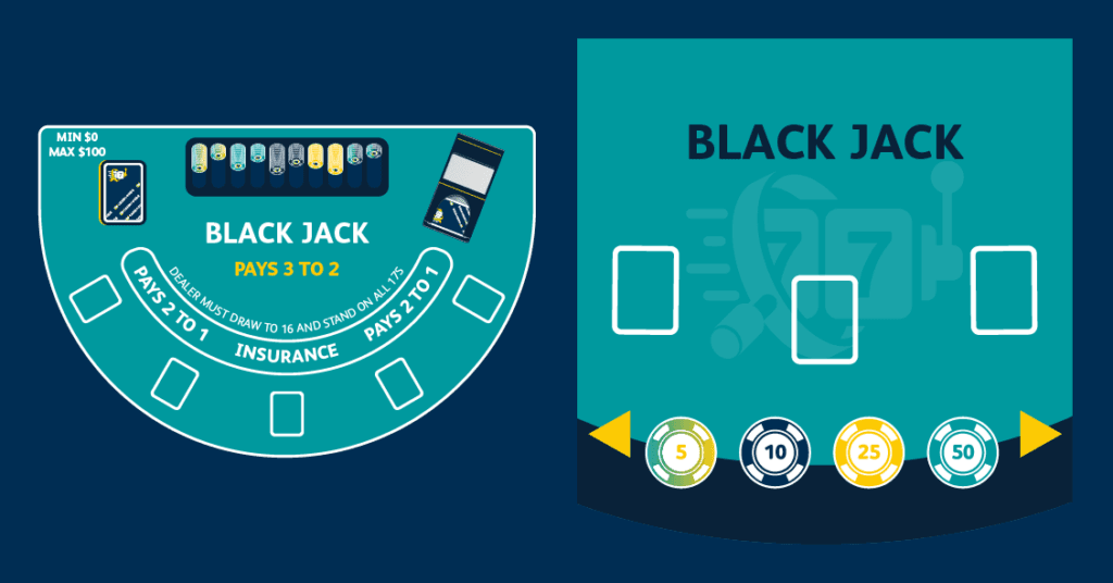 2 olika blackjack-bord - olika layout - jamfor spel