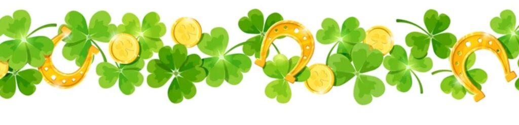 St Patricks Day - spelautomater med irlandskt tema -fyrklover, mynt och gyllene hastskor
