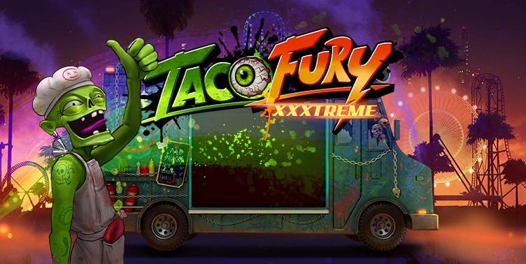Foodtruck - Gron figur med kockmossa - tummen upp - Taco Fury XXXtreme spelautomat