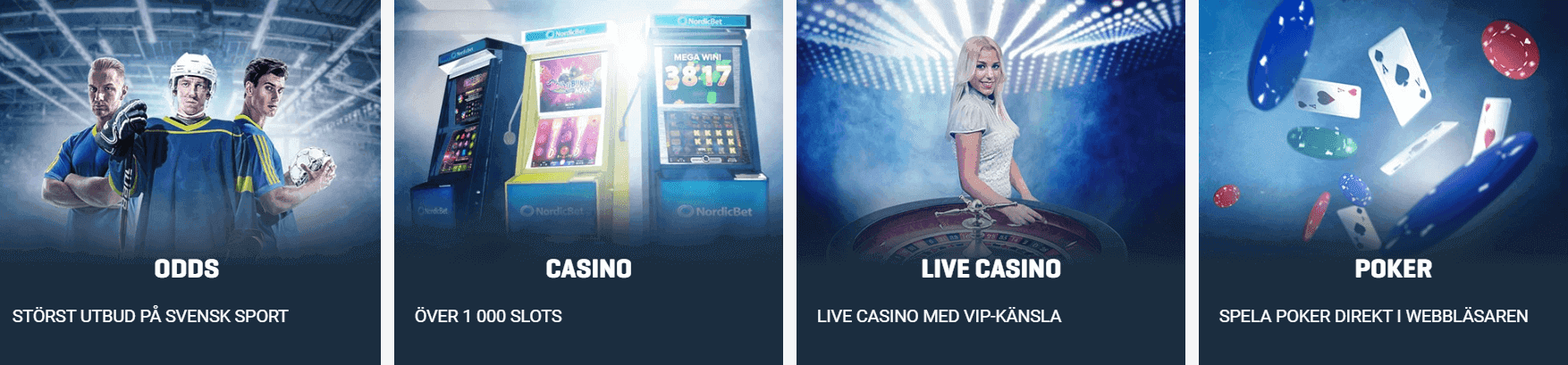 Nordicbet Casino Odds Live Casino Poker produkter
