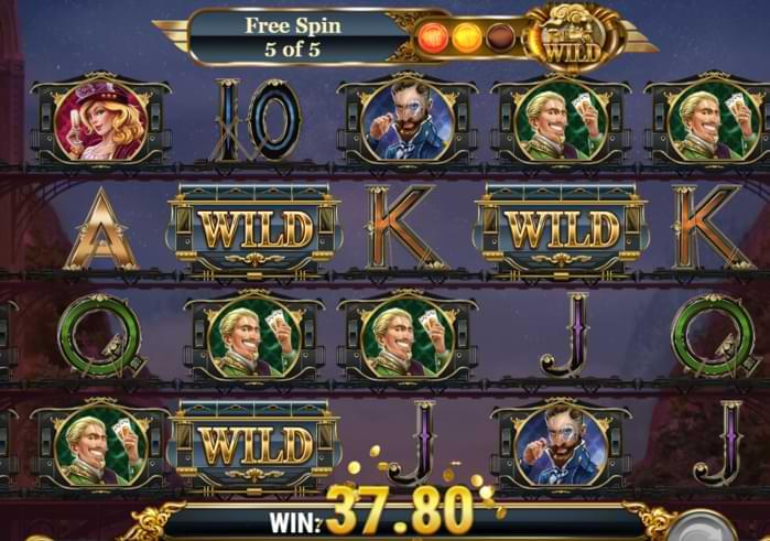 Wild Rails spelautomat spelplan med symboler