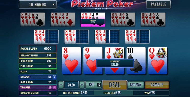 Videopoker spela pickem Poker