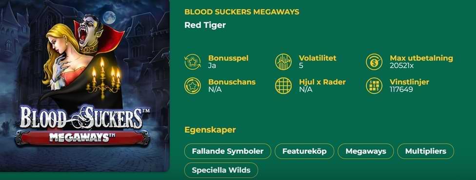 Vampyr biter blond kvinna - spelbeskrivning spelautomat Blood Suckers Megaways - Klirr Casino recension