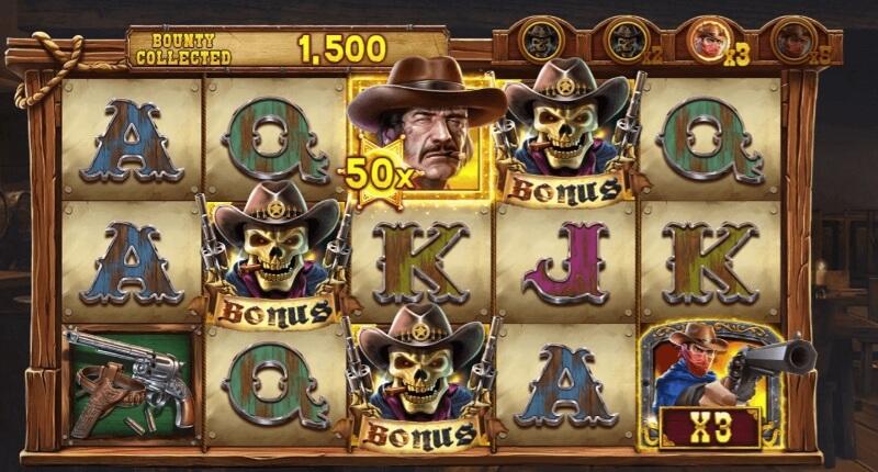 Cowboy Gold spelplan med symboler 