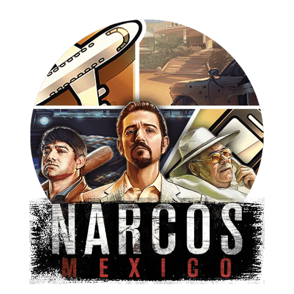 Narcos Mexico spelautomat - rund logga