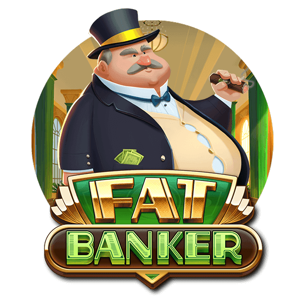 Tjock bankman med hatt och cigarr - Fat Banker slot logga