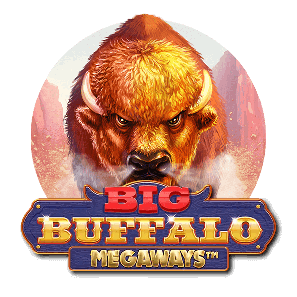 Buffel med berg i bakgrunden - Big Buffalo Megaways slot logga