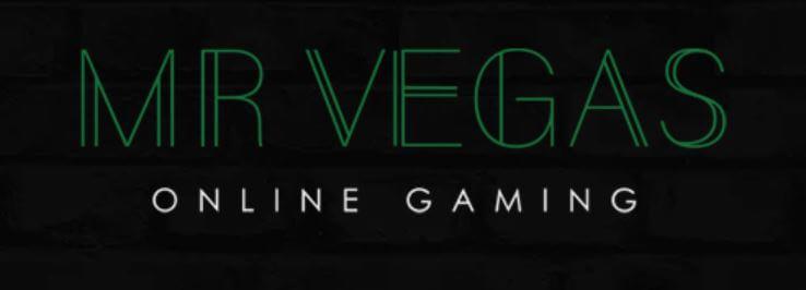 Svart banner med text i gront Mr Vegas Casino