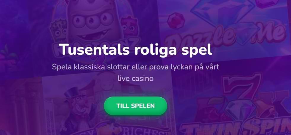 Lila bakgrund med text Tusentals roliga spel - Happy Casino