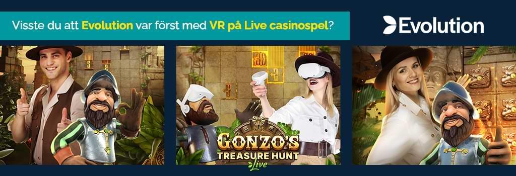 Gonzo och live dealer Gonzos Treasure Hunt - text forst med VR pa live casinospel - virtual reality