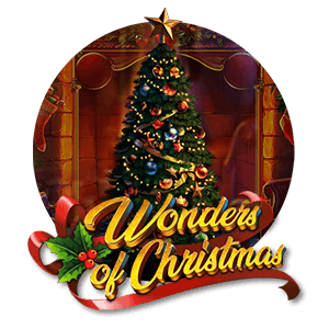 Julgran med glitter o kulor - rund logga spelautomat Wonders of Christmas - julslots