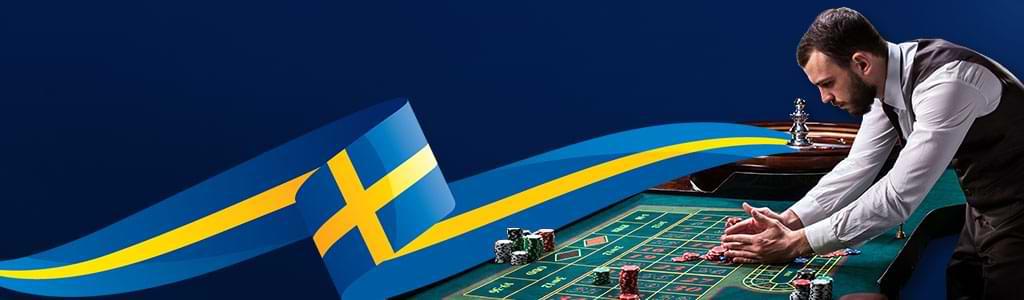 Manlig Live dealer pa svenskt live roulette bord - svenska flaggan - Live Casino Guide