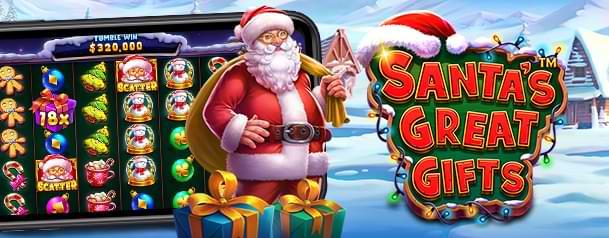 Tomte med klappar, mobil bakom med online spelautomat - Santas Great Gifts - recension