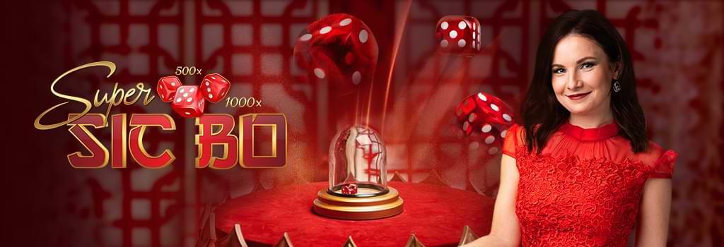 Kvinnlig Live Dealer i rott spelbord Super Sic Bo Live casino spel recension