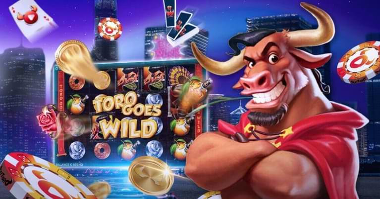 PlayToro Sverige - maskot tjur i rod cape - spelautomat - casino recension