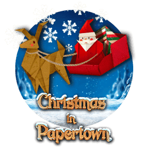 Tomte i slade med ren - pappersfigurer - Christmas in Papertown - Spelautomat jultema