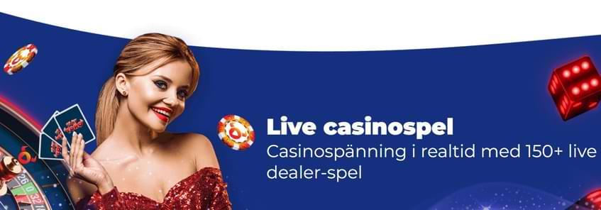 Kvinnlig live dealer med kort i handen, text Live Casinospel - PlayToro Sverige