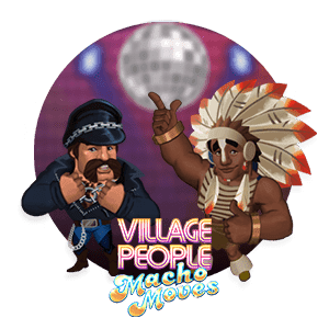 Diskokula - man i polisuniform o Indian med fjadar - Village People Macho Moves - spelautomat till Melodifestivalen