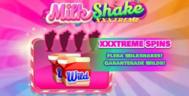 Glassdrinkar i glas - Wildsymbol text MilkShake XXXtreme spins - spelautomat recension