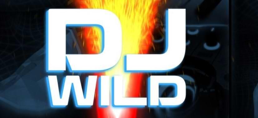 Eld i bakgrunden - vit text DJ Wild - spelautomat online recension Sverige