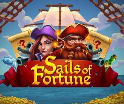 Segel, pirattjej oc piratkapten pa skepp - Sails of Fortune Spelautomat - veckans slot