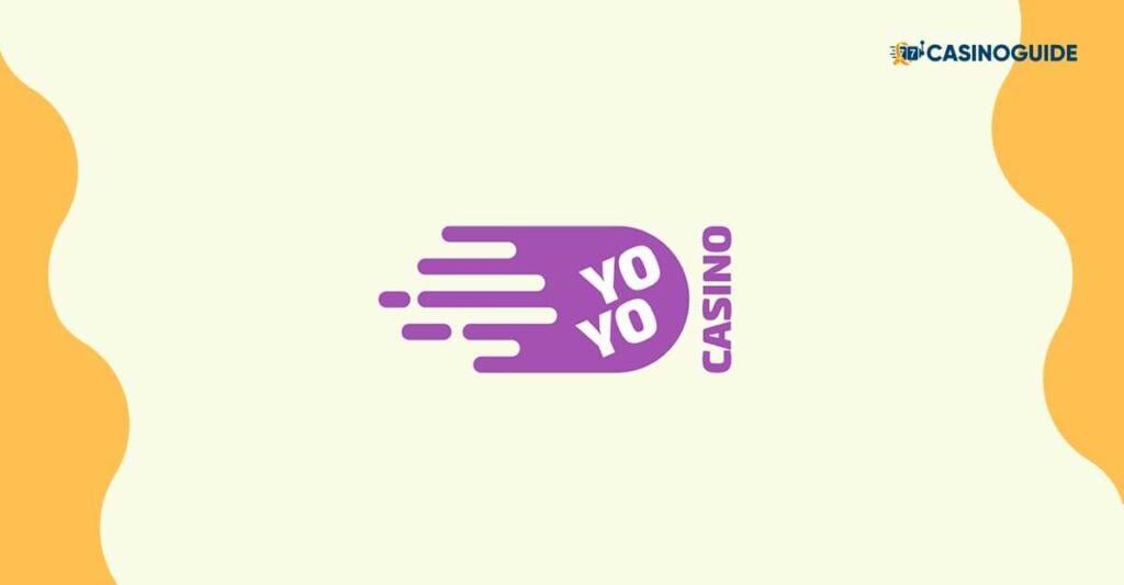 Ljusgul bakgrund lila logga YoYoCasino - valkomstbonus CasinoGuide.se