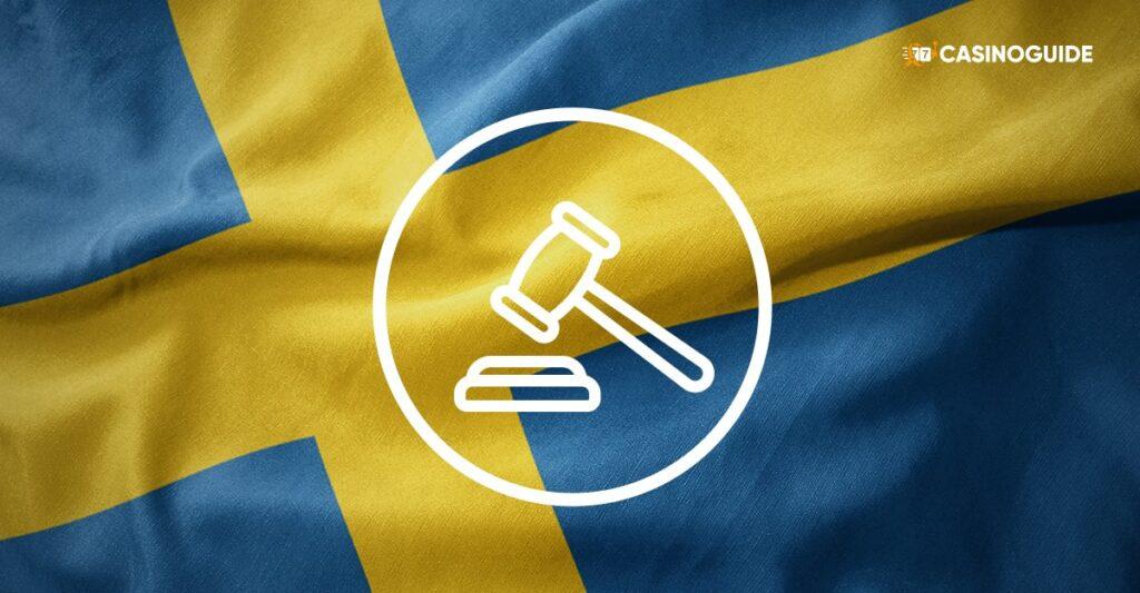 svenska flaggan med ikon av domarklubba beslut - ny spellicens för spelmjukvara i Sverige