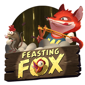 Rav med slangbella o mus - Feasting Fox Spelautomat rund logga