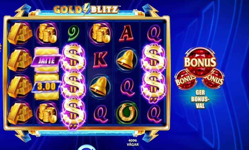 Hjul spelautomat med dollarsymboler - bonus - Gold Blitz slot online Sverige