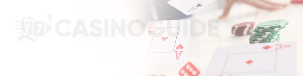 Banner med kortspel och marker, tarning - Sida kortspel CasinoGuide.se