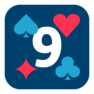 Bla ikon med 9, hjarter, spader, ruter, klover - Baccarat - casinospel online