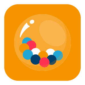 Orange ikon med bollar i behallare - Keno - spel - online