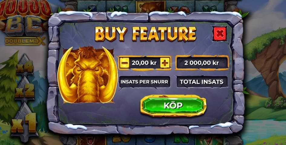 Mammut - kopfunktion av bonusspel i slot online 10000 BC Doublemax