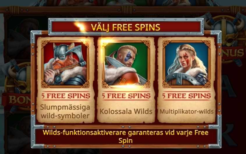 3 olika val av free spins - vikingar - Power of the Vikings spelautomat
