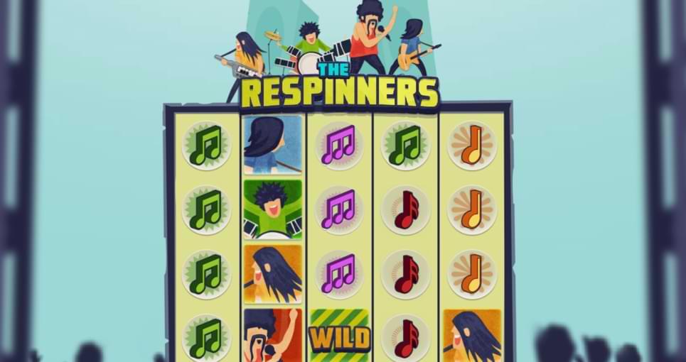 spelplan med symboler rockartister noter - the Respinners spelautomat