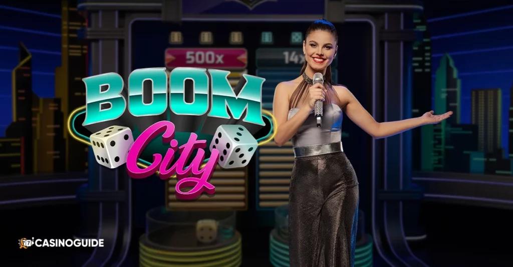 Live dealer tjej Boom City online spel