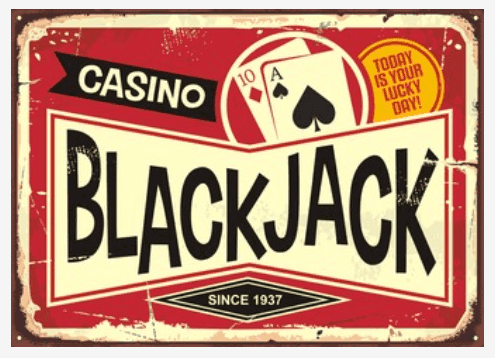 Blackjack historia retro casino skylt
