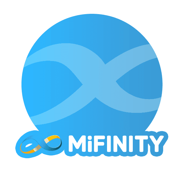Rund bla logo med text Mifinity - E-planbok - betalningsmetod