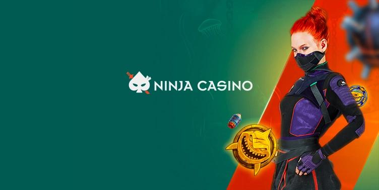 Gron bakgrund och orange med rodharing Ninja - Ninja Casino Manadens Casino