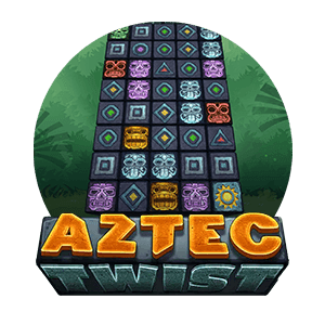 Rund logga med spelsymboler och text - Aztec Twist - recension