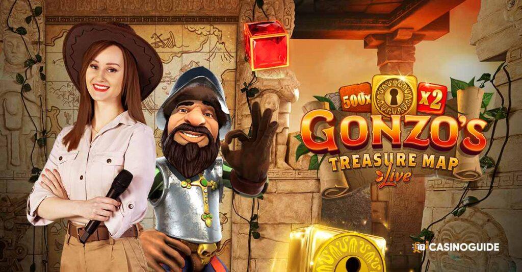 tjej med hatt o mikrofon - Gonzo - Live Casino Spel Gonzos Treasure Map Live