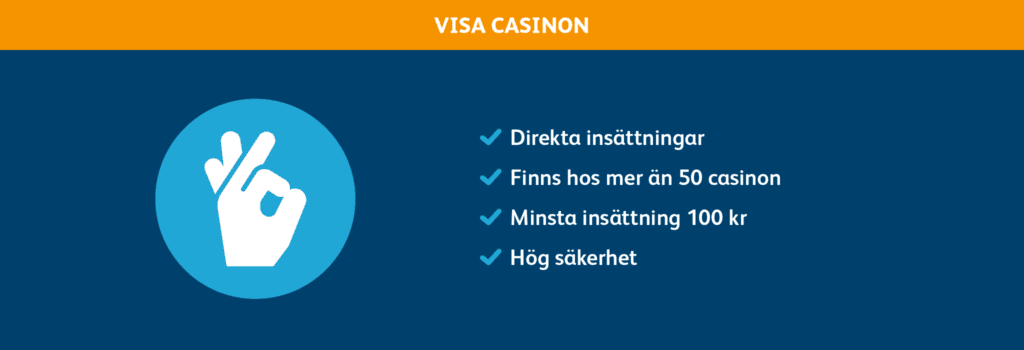 Hand med ok tecken - lista fordelar VISA Casinon i Sverige - CasinoGuide.se