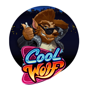 Rund logga med varg i solglasogon - Cool Wolf - spelatomat recension