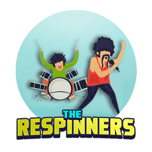 Rund logga - sangare och trummis - the Respinners - spelautomat
